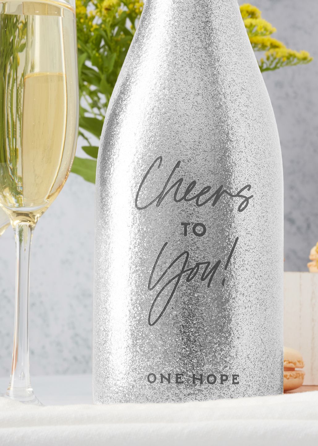 Cheers' Silver And Gold Glitter Wine Bottle Bag