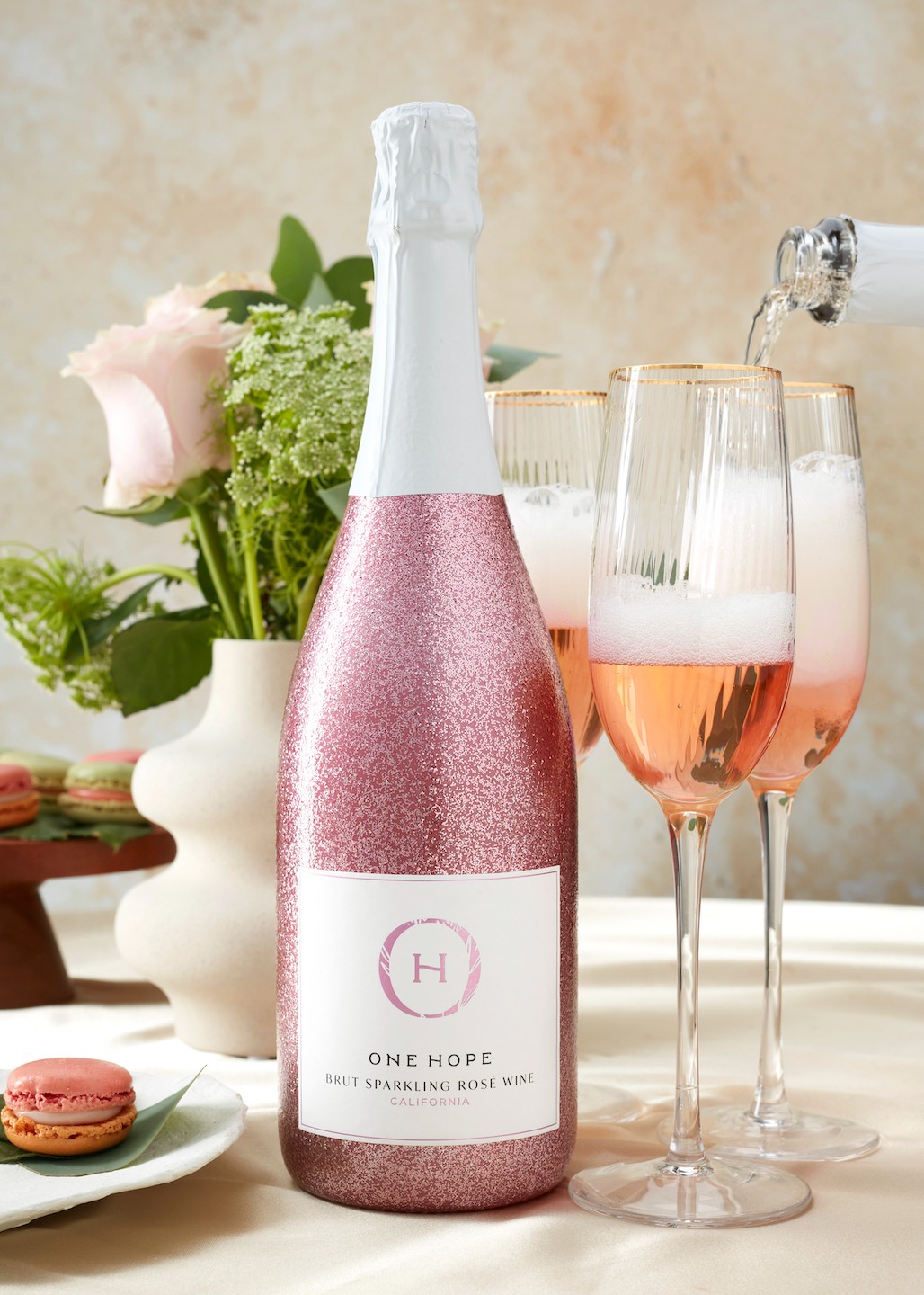 pink champagne bottle